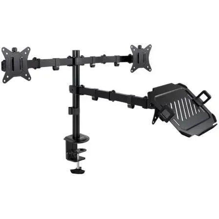 Soporte de Mesa para 2 Monitores y 1 Portátil TooQ DB1202TN-B/ Giratorio/ Inclinable/ hasta 9kg - PixelPlaza