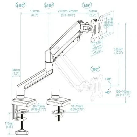 Soporte de Mesa para Monitor TooQ DB1334TNR-B/ hasta 10kg - PixelPlaza