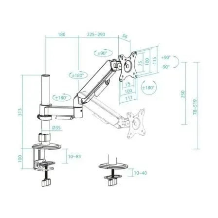 Soporte de Mesa para Monitor TooQ DB1532TNR-B/ Giratorio/ Inclinable/ hasta 9kg - PixelPlaza