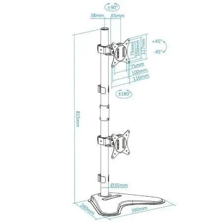 Soporte de Sobremesa para 2 Monitores TooQ DB1703TNV-B/ Giratorio/ Inclinable/ hasta 9kg - PixelPlaza