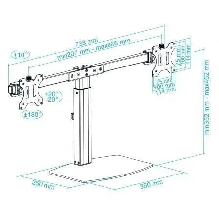 Soporte de Sobremesa para 2 Monitores TooQ DB1727TN-B/ Giratorio/ Inclinable/ hasta 6kg - PixelPlaza