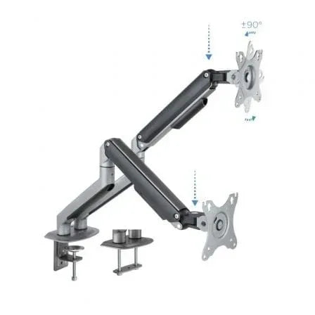 Soporte de Mesa para 2 Monitores TooQ DB4132TNR-G/ Giratorio/ Inclinable/ hasta 9kg - PixelPlaza