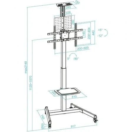 Soporte de Suelo Inclinable con Ruedas TooQ FS1184M-B para TV de 35-70"/ hasta 70kg - PixelPlaza