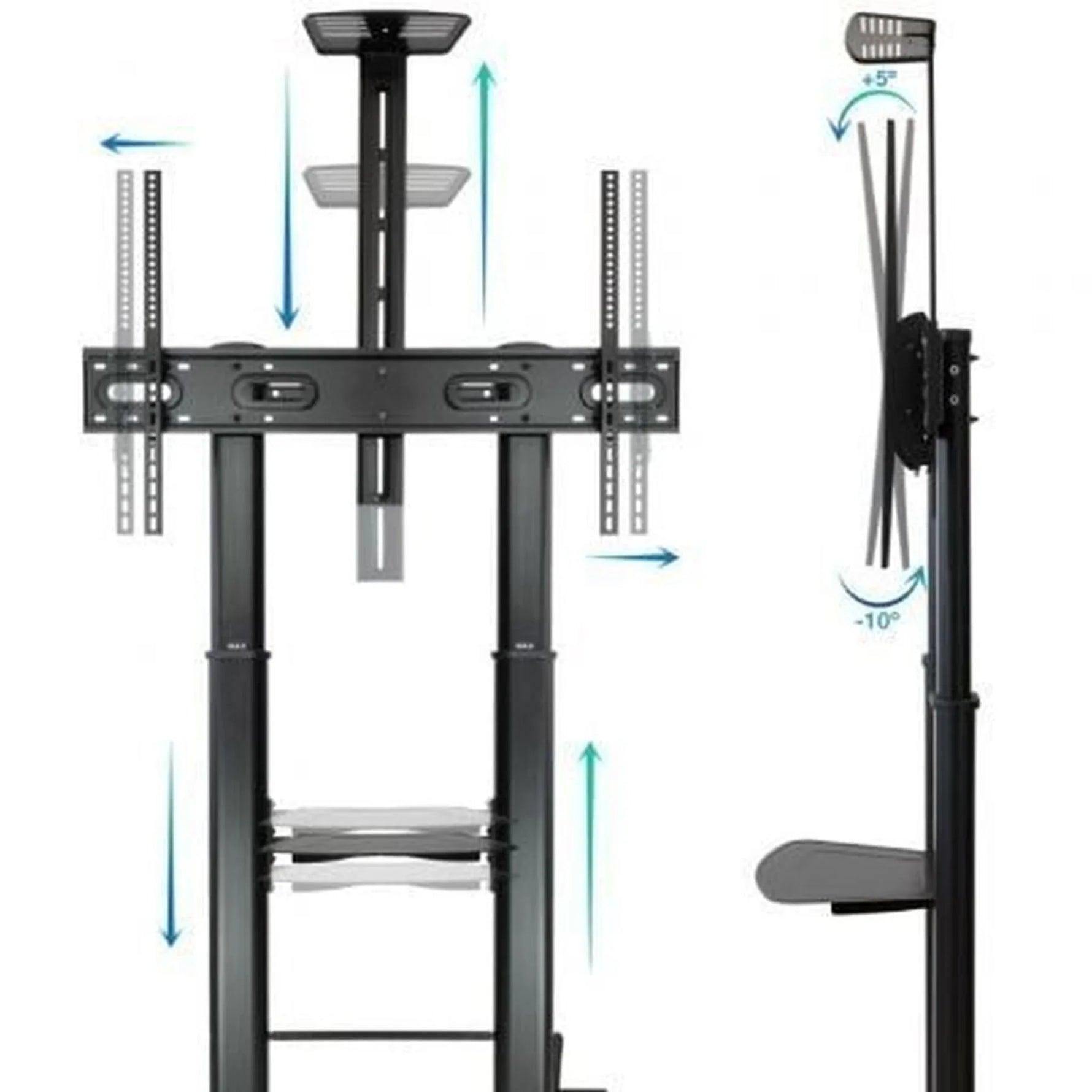 Soporte de Suelo Inclinable/ Ajustable con Ruedas Tooq FS20400HM-B para TV de 60-100"/ hasta 100kg - PixelPlaza