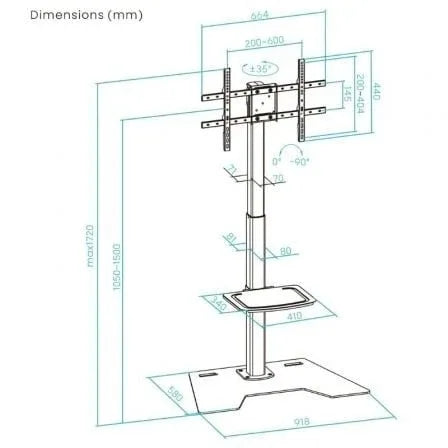 Soporte de Suelo Rotatorio/Ajustable TooQ FS2284M-B para TV de 37-70"/ hasta 70kg - PixelPlaza