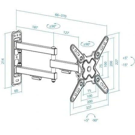 Soporte de Pared Extensible/ Giratorio/ Inclinable TooQ LP1345TN-B para TV de 13-43"/ hasta 20kg - PixelPlaza