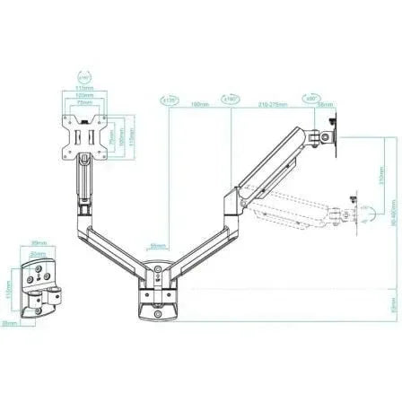 Soporte de Pared para 2 Monitores TooQ LP1434TNR-B/ Giratorio/ Inclinable/ Rotatorio/ hasta 10kg - PixelPlaza