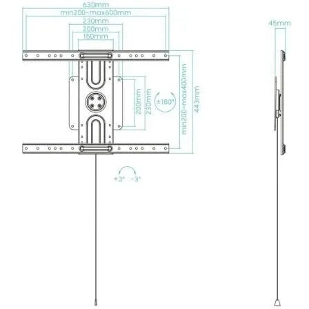 Soporte de Pared Giratorio/ Inclinable/ Nivelable TooQ LP3780F-R para TV de 37-80"/ hasta 50kg - PixelPlaza