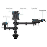Soporte de Mesa para 2 Monitores, TPV, Impresora, Términal y Lector TooQ TQPM0002/ Giratorio/ Inclinable/ hasta 9kg - PixelPlaza