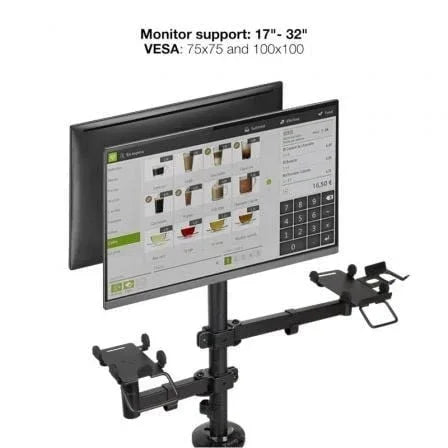Soporte de Mesa para 2 Monitores, TPV, Impresora, Términal y Lector TooQ TQPM0002/ Giratorio/ Inclinable/ hasta 9kg - PixelPlaza