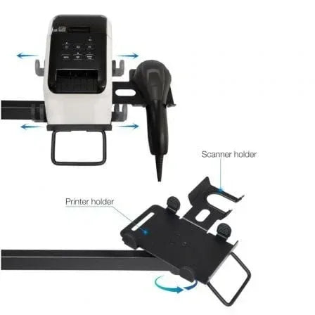Soporte de Mesa para 2 Monitores, TPV, Impresora, Términal y Lector TooQ TQPM0002/ Giratorio/ Inclinable/ hasta 9kg - PixelPlaza