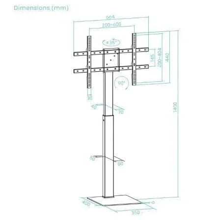 Soporte de Suelo Giratorio/Rotable TooQ FS2286M-B para TV 37-70"/ hasta 40kg - PixelPlaza