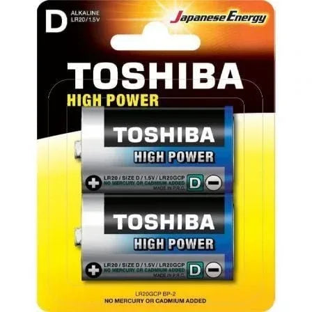 Pack de 2 Pilas D 2 Toshiba LR20/ 1.5V/ Alcalinas - PixelPlaza