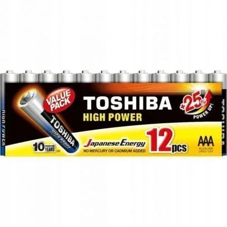 Pack de 12 Pilas AAA Toshiba High Power LR03/ 1.5V/ Alcalinas - PixelPlaza
