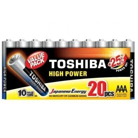 Pack de 20 Pilas AAA Toshiba High Power LR03/ 1.5V/ Alcalinas - PixelPlaza