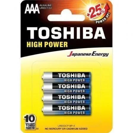 Pack de 4 Pilas AAA Toshiba High Power LR03/ 1.5V/ Alcalinas - PixelPlaza