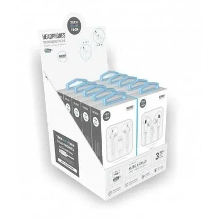 Expositor de Auriculares Tech One Tech earTECH TEC1203/ con Micrófono/ Lightning/ Incluye 10 Auriculares Blancos - PixelPlaza