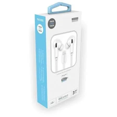 Expositor de Auriculares Tech One Tech earTECH TEC1203/ con Micrófono/ Lightning/ Incluye 10 Auriculares Blancos - PixelPlaza