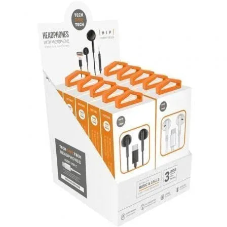 Expositor de Auriculares Tech One Tech EarTECH TEC1303/ con Micrófono/ USB Tipo-C/ Incluye 5 Auriculares Blancos y 5 Auriculares Negros - PixelPlaza