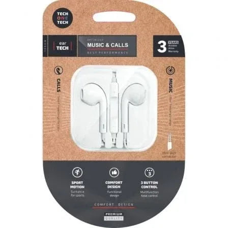 Auriculares Intrauditivos Tech One Tech earTECH TEC1001/ con Micrófono/ Jack 3.5/ Blancos - PixelPlaza
