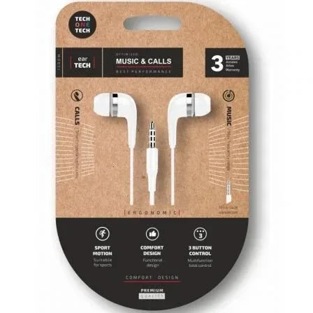 Auriculares Intrauditivos Tech One Tech soft earTECH TEC1004/ con Micrófono/ Jack 3.5/ Blancos - PixelPlaza