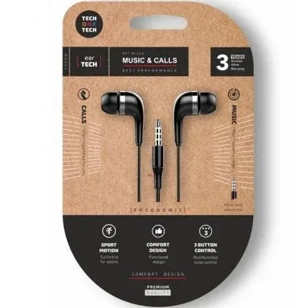 Auriculares Intrauditivos Tech One Tech soft earTECH TEC1005/ con Micrófono/ Jack 3.5/ Negros - PixelPlaza