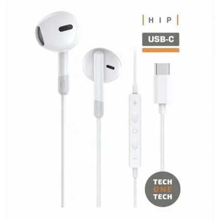 Auriculares Intrauditivos Tech One Tech earTECH TEC1301/ con Micrófono/ USB Tipo-C/ Blancos - PixelPlaza