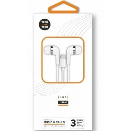 Auriculares Intrauditivos Tech One Tech earTECH TEC1304/ con Micrófono/ USB Tipo-C/ Blancos - PixelPlaza