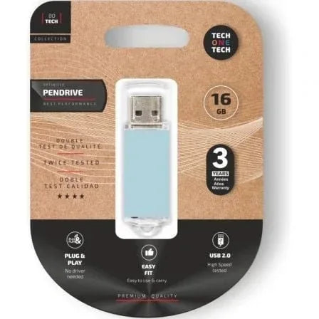 Pendrive 16GB Tech One Tech Basic USB 2.0/ Azul Cielo - PixelPlaza