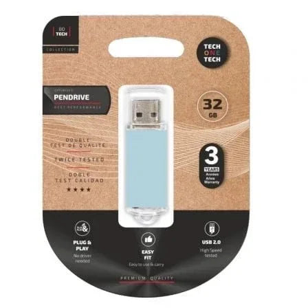 Pendrive 32GB Tech One Tech Basic USB 2.0/ Azul Cielo - PixelPlaza