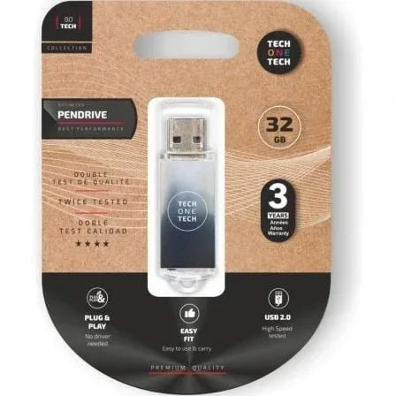 Pendrive 32GB Tech One Tech Be B&W USB 2.0/ Blanco y Negro Degradado - PixelPlaza