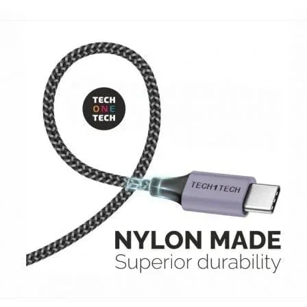 Cable USB 2.0 Tipo-C Tech One Tech TEC2023/ USB Tipo-C Macho - USB Macho/ 2m/ Gris - PixelPlaza
