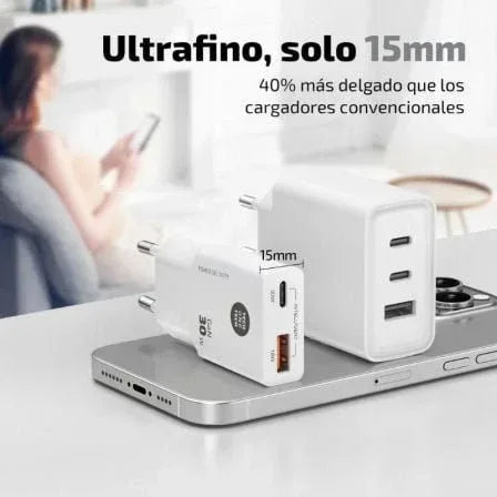 Cargador de Pared GaN Tech One Tech GaN TEC2230/ 1xUSB Tipo-C/ 1xUSB/ 30W/ Blanco - PixelPlaza