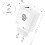 Cargador de Pared GaN Tech One Tech GaN TEC2270/ 1xUSB Tipo-C/ 1xUSB/ 65W/ Blanco - PixelPlaza