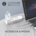 Cargador de Pared GaN Tech One Tech GaN TEC2270/ 1xUSB Tipo-C/ 1xUSB/ 65W/ Blanco - PixelPlaza