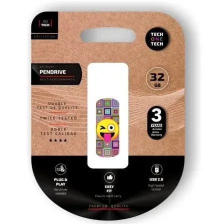 Pendrive 32GB Tech One Tech Emoji guiño USB 2.0 - PixelPlaza