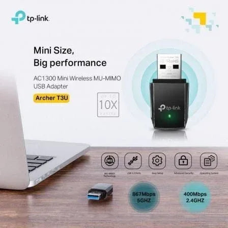 Mini Adaptador USB - WiFi TP-Link Archer T3U AC1300/ 1300Mbps - PixelPlaza