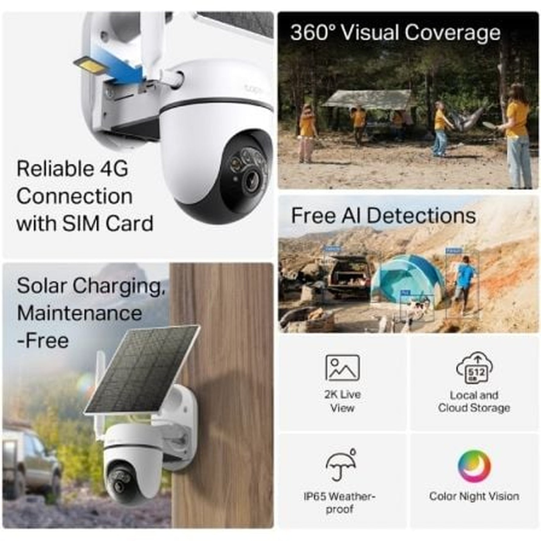 Cámara de Videovigilancia TP-Link Tapo C615G Kit/ Visión Nocturna/ Control desde APP/ Incluye Panel Solar