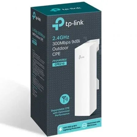 Punto de Acceso Repetidor Inalámbrico TP-Link CPE210 PoE 300Mbps/ 2.4GHz/ Antena de 9dBi/ WiFi 802.11n/b/g - PixelPlaza