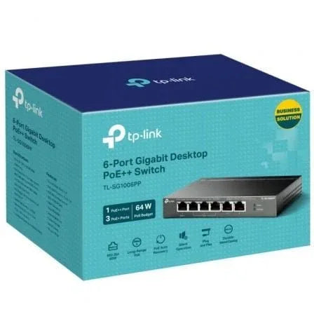 Switch TP-Link TL-SG1006PP 6 Puertos/ RJ-45 10/100/1000/ PoE++ - PixelPlaza