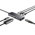 Docking USB Tipo-C Trust Dalyx/ 2xUSB/ 2xUSB Tipo-C/ 1xHDMI 4K/ 1xRJ45/ Gris - PixelPlaza