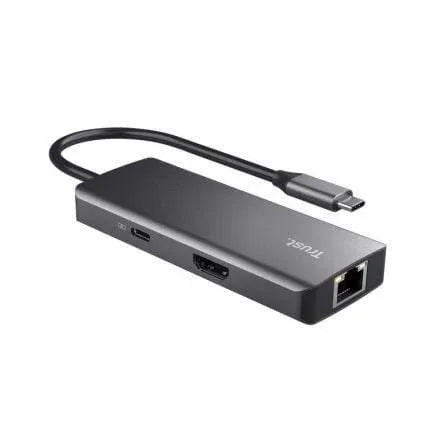 Docking USB Tipo-C Trust Dalyx/ 2xUSB/ 2xUSB Tipo-C/ 1xHDMI 4K/ 1xRJ45/ Gris - PixelPlaza