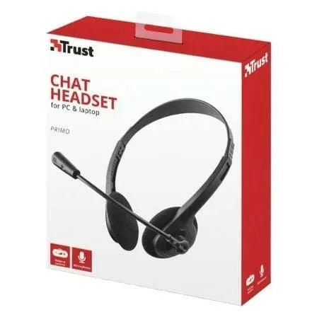 Auriculares Trust Primo Chat/ con Micrófono/ Jack 3.5/ Negros - PixelPlaza