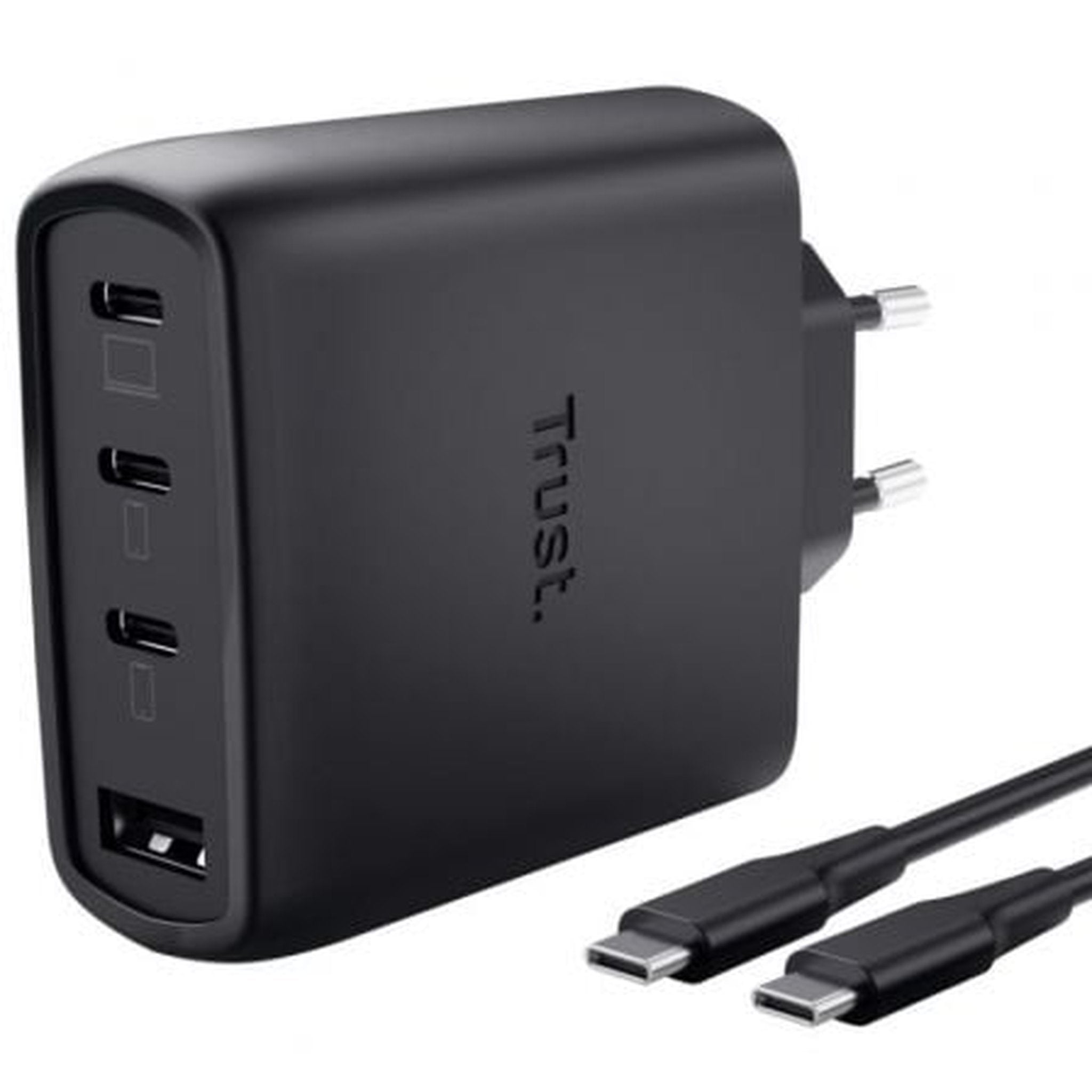 Cargador de Pared GaN Trust Maxo 65W 26067/ 3xUSB Tipo-C/ 1xUSB/ Incluye Cable USB Tipo-C/ 65W