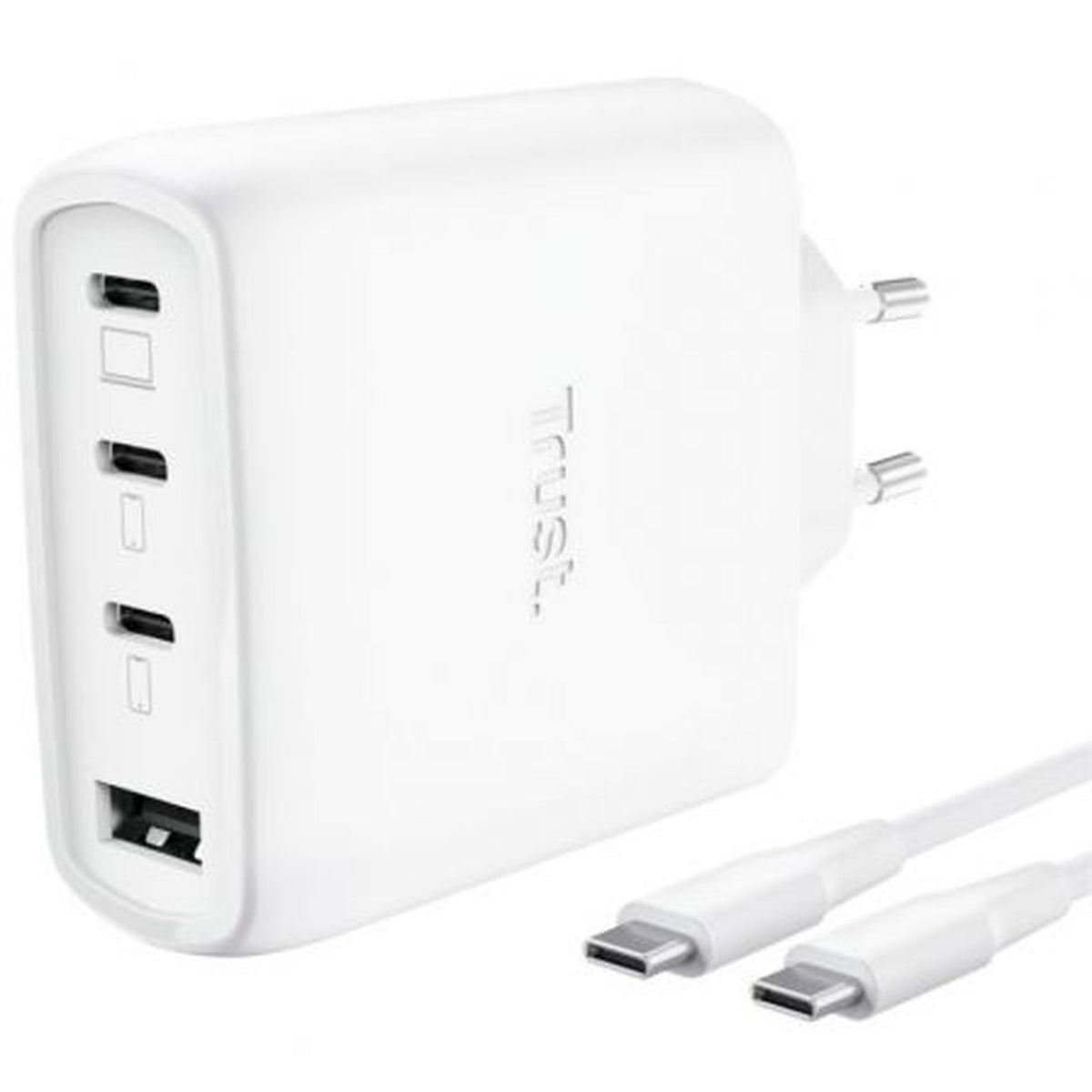 Cargador de Pared GaN Trust Maxo 65W 26068/ 3xUSB Tipo-C/ 1xUSB/ Incluye Cable USB Tipo-C/ 65W