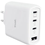 Cargador de Pared GaN Trust Maxo 65W 26068/ 3xUSB Tipo-C/ 1xUSB/ Incluye Cable USB Tipo-C/ 65W