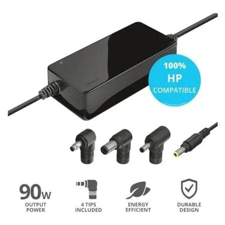 Cargador de Portátil Trust MAXO Para HP/ 90W/ Automático/ 4 Conectores/ Voltaje 18-20V - PixelPlaza