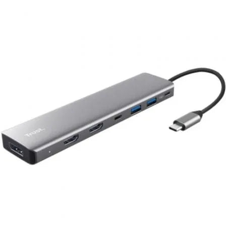 Docking USB Tipo-C Trust Dalyx/ 2xUSB/ 2xHDMI 4K/ 1xDisplayPort/ 1xUSB Tipo-C PD/ Gris - PixelPlaza