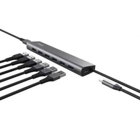 Hub USB 3.2 Gen1 Trust Halyx/ 7xUSB/ 1xUSB-C - PixelPlaza