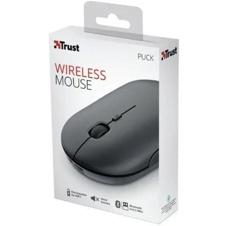 Ratón Inalámbrico por Bluetooth Trust Puck/ Batería recargable/ Hasta 1600 DPI - PixelPlaza